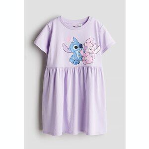 H&M Girls Lilo & Angel Disney Character Printed Jersey Dress